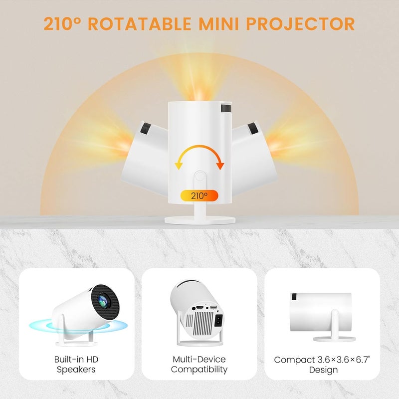 Chicdaze Mini Projector, HY300 PRO Portable Projector, Smart Projector Support 4K 1080P with Dual-Band WIFI6 5G Wireless 5.4 Bluetooth, 160 ANSI， Auto Keystone Correction Video Projector - Image 4